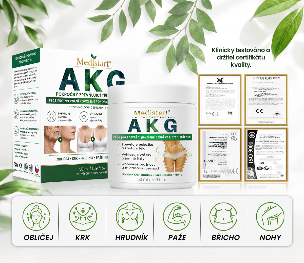 ✨Medistart® AKG POKROČILÝ ZPEVŇUJÍCÍ TĚLOVÝ KRÉM – 💧 Pro pevnější, hladší a pružnější pokožku.