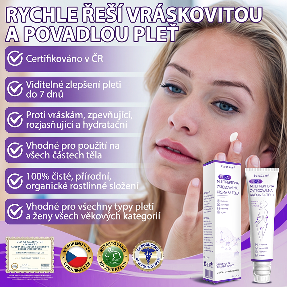 🇨🇿🇨🇿🇨🇿  PuraCure® PDRN multipeptidový masážní tělový krém s roll-on aplikátorem ✨Anti-age péče • Hydratace • Zpevnění • Lifting • Regenerace • Sjednocení tónu pokožky