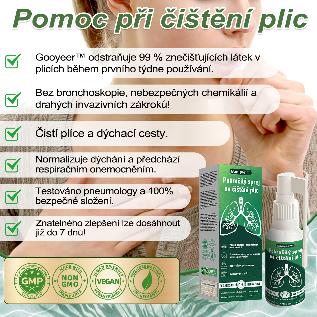 🍀𝐆𝐨𝐨𝐲𝐞𝐞𝐫™ Pokročilý sprej na čištění plic -🧑‍⚕️ Podporuje zdraví plic, průdušek a dutin, napomáhá zdraví dýchacího systému a usnadňuje dýchání.